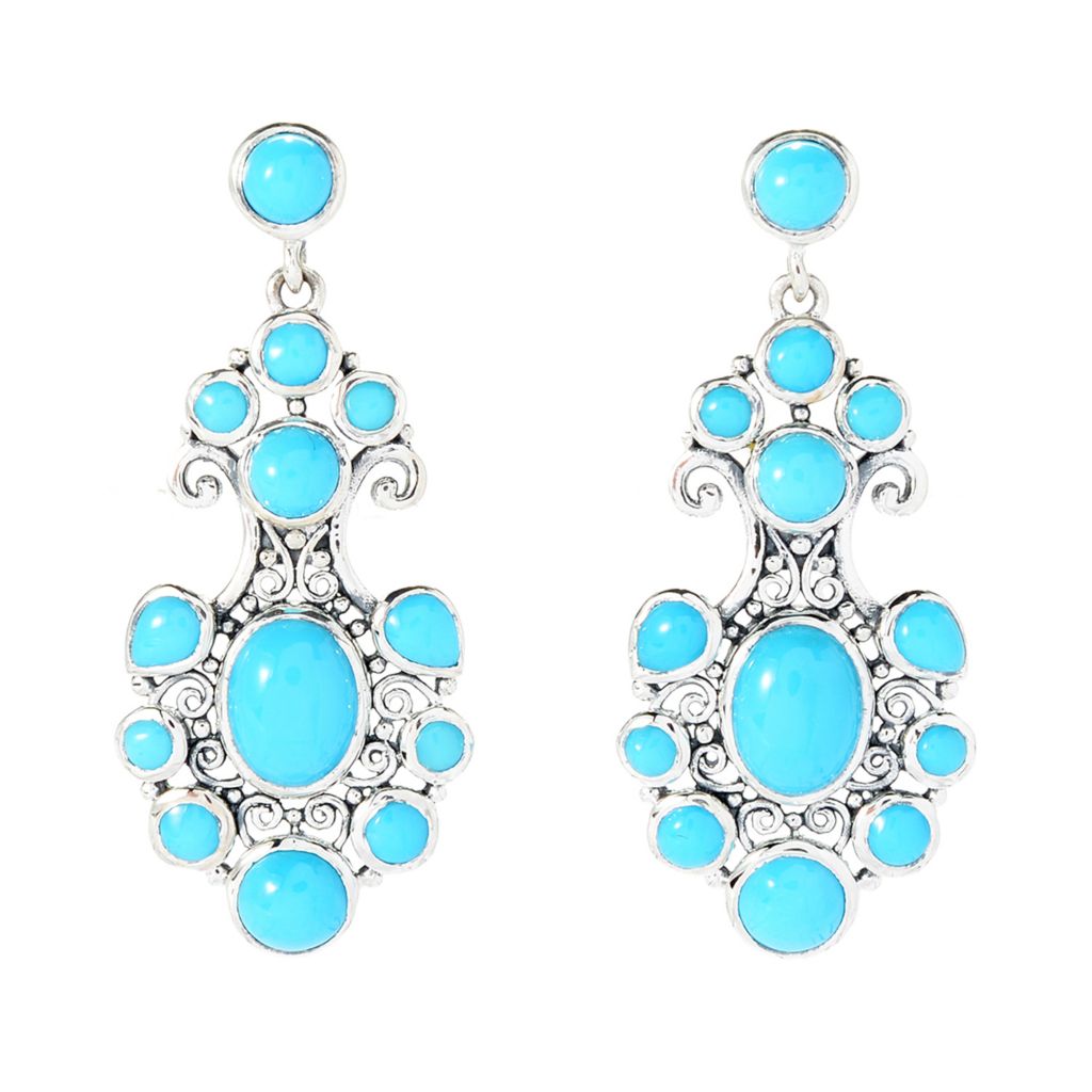 925 Solid Silver OVAL TURQUOISE OXIDIZED DANGLING Earrings 2.5 CM BIRTHDAY GIFT